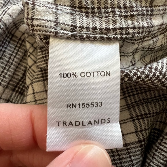 Tradlands Nico Square Neck Drawstring Dress in Cream and Chocolate Plaid - Picture 9 of 11